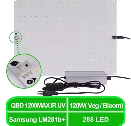 Quantum Board 1200 Samsung Lm281b (288 Leds) Veg/bloom 120w Cor Da Luz