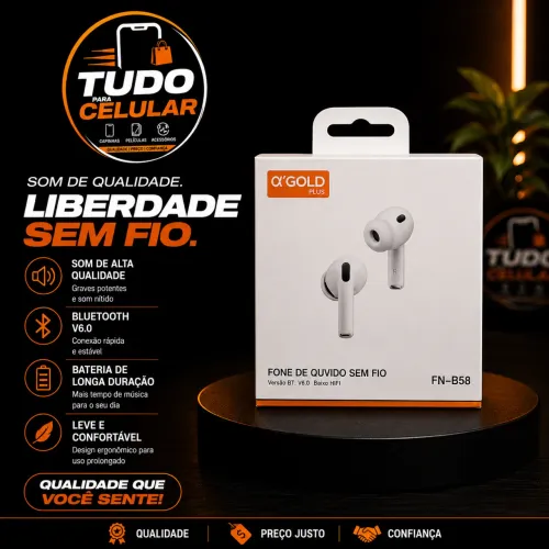 ? Fone Bluetooth Sem Fio A?Gold Plus FN-B58 - Som de Qualidade e Liberdade Total