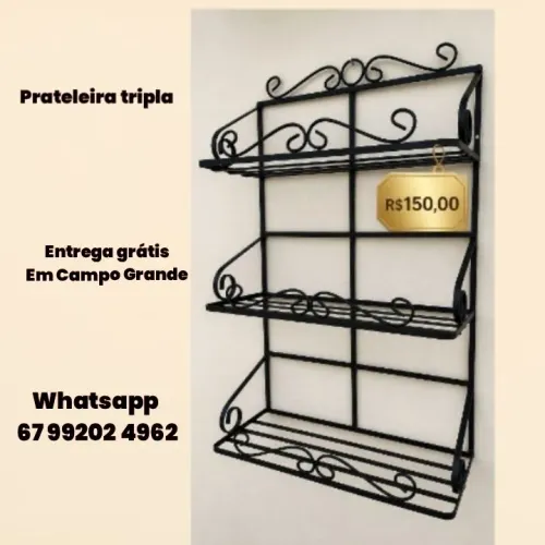 Prateleira tripla mult uso