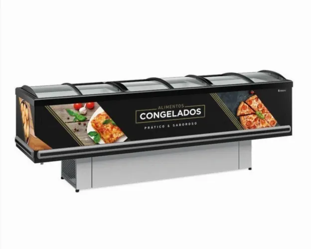 balcao refrigerado ilha plus gesv-290c preto vidro curvo 220v - gelopar