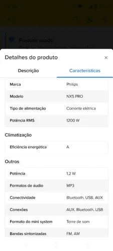 CAIXA DE SOM TORRE PHILIPS NX5