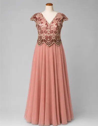 Vestido de Festa Longo Rosê Bordado | Madrinha | Usado 1 Vez | Perfeito Estado