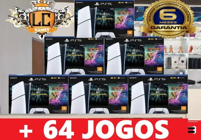 PS5 SLIM 1TBº DIGITAL COM: 64 JOGOS + GARANTIA O6 MESES + BRINDES ( LOJA FISICA BH )