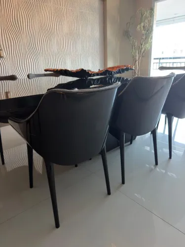 Mesa de jantar 10 lugares 2x70 por 1,20 + 10 cadeiras em laca e veludo da galpão D