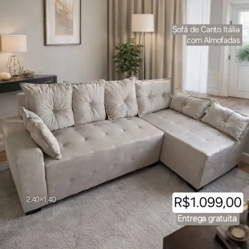 PROMOÇÃO URGENTE - Sofá de Canto Itália 4 LUGARES Branco com Chaise Disponível