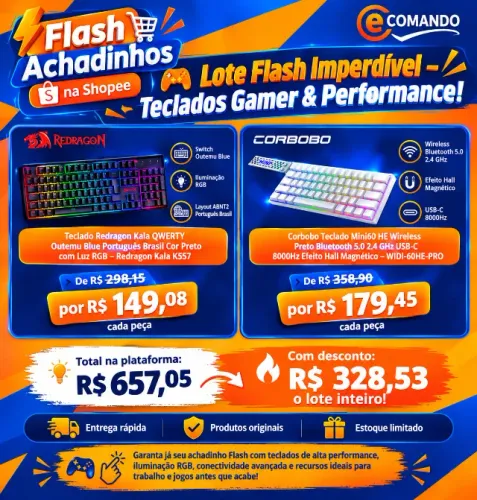 Lote Flash Imperdível - Teclados Gamer & Performance