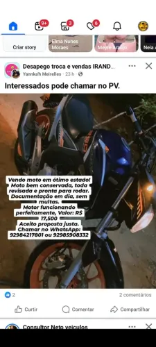 MOTO BEM CONSERVADA, DOCUMENTO TODO OK.