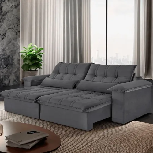 Sofá Retrátil luxo 2.50 largura Veludo