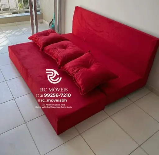 Sofá Cama estruturada Bicama 1,70m Material suede D33 Compacto e Funcional - Confira!