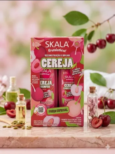 Kit Skalla Frutástica cereja cronograma capilar - shampoo e condicionador 