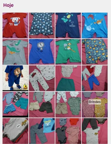 Lote de roupa menino macacão calças body cabe  9 meses 2 anos 34 peças Carters e Variados