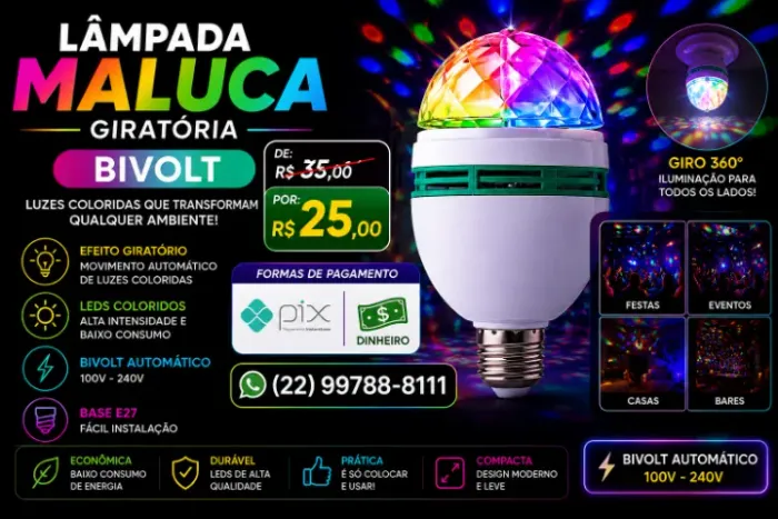 Lâmpada maluca bilvolt automático NÃO RESERVO ( Contato apenas Whatsapp ) produto novo