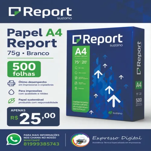 Resma de papel A4 Report 75g com 500 folhas