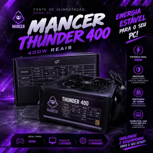 Fonte Mancer Thunder 400W 80 Plus Bronze 