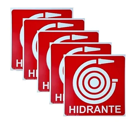 KIT 5 PLACAS DE SINALIZAÇÃO FOTOLUMINESCENTE HIDRANTE