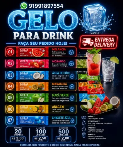Gelo saborizado varejo e atacado