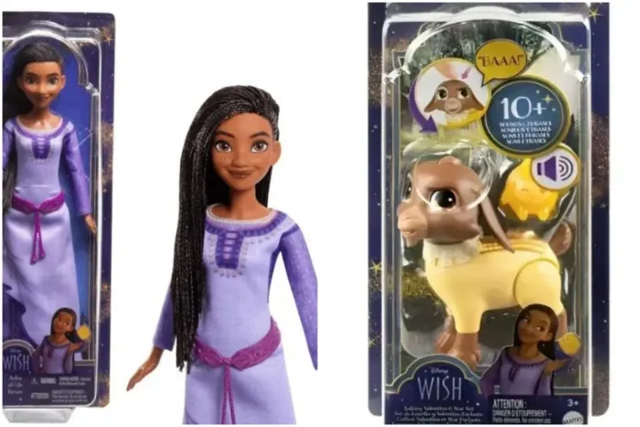 Boneca - Disney Wish - Asha +  boneco Disney Wish Valentino  e estrela 