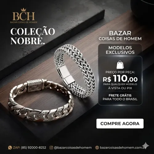 Pulseiras Fashion Prata Masculina