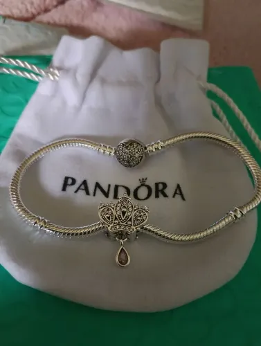 Pulseira coroa rainha em prata 925 e Zircônias - 19cm