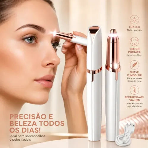 Caneta Depiladora Sobrancelha Elétrico Recarregável USB Bivolt