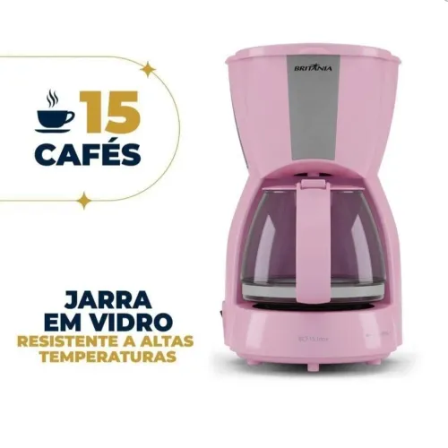 Cafeteira ROSA  Britania 15 cafés 