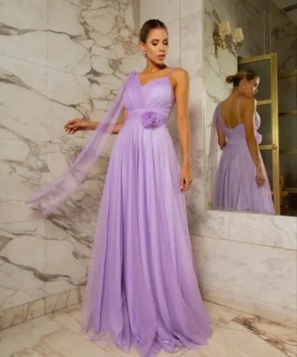 Vestido de festa de tule ,lilás