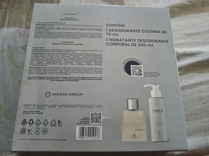 Kit Presente H-Men Impact Hinode (Colônia 75ml + Hidratante 200ml) - Lacrado