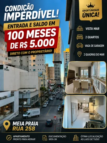 Apartamento em Meia Praia | vista mar | 450 m da praia!!