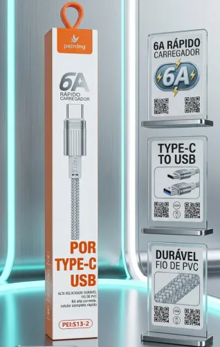 Cabo para Carregamento e Transferência de Dados USB / TIPO C
