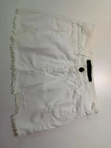 mini saia jeans branca tamanho P marca lady rock