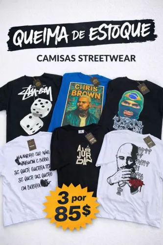 Camisas streetwear queima de estoque