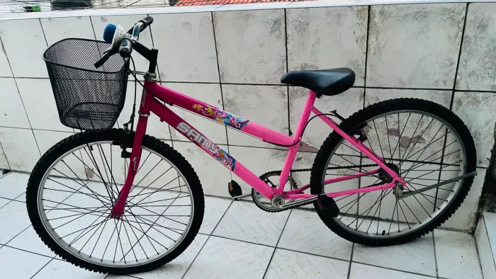 Bicicleta Aro 26 Feminina Rosa - Conservada + Cestinha