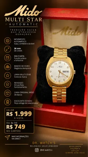 Mido multi star vintage com caixa original