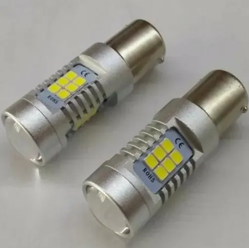 Par Lâmpada 21 Led Ba15s 1 Polo Laranja P21w 1156