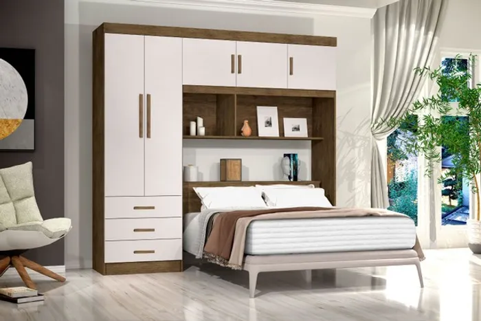 Quarto roupeiro modulado casal com cabeceira