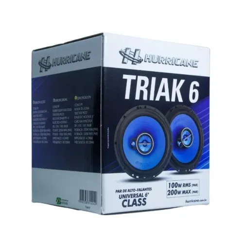 Kit Par De Alto Falantes Hurricane Triaxial 6 Polegadas