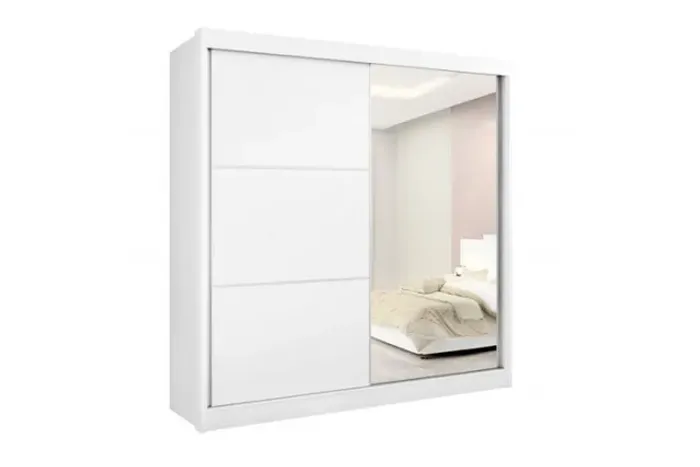 Roupeiro 2 Portas Titanium c/ 1 Espelho Branco Frete Grátis - Até 12x 