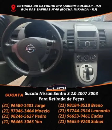 Sucata Nissan Sentra S 2.0 2007 2008 Para Retirada de Peças