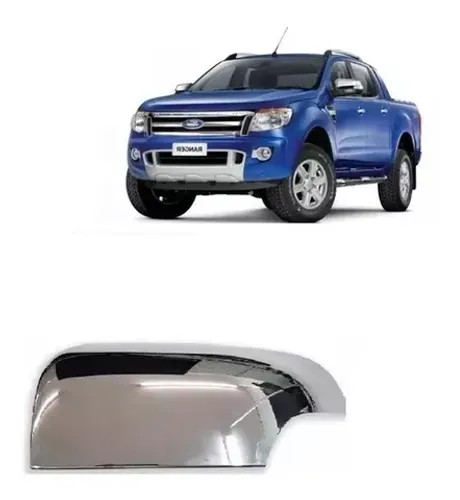 Capa de Retrovisor Ford Ranger 2013 - CD CS - Superior Cromado - Abertura P/ Pisca - LD LE