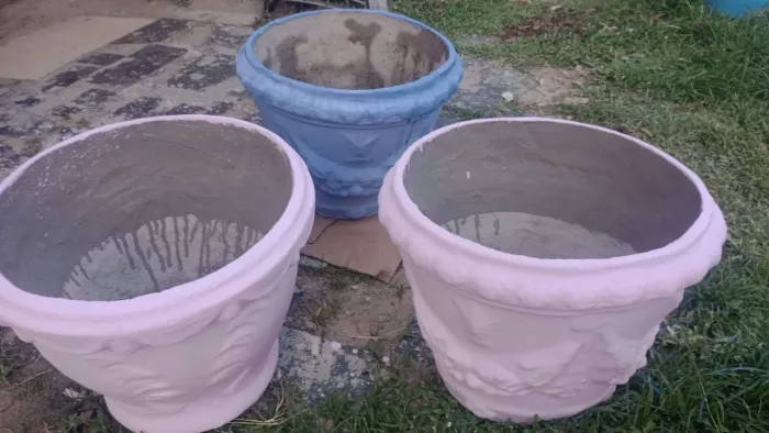 3 Vasos de Cimento Decorativos para Plantasl