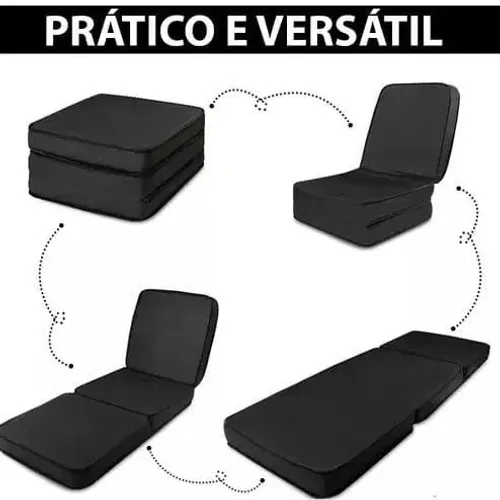 Puff Colchonete Dobrável, Sofá 3 em 1 Solteiro