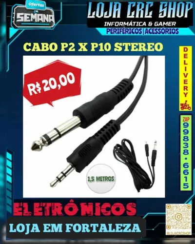 Cabo P10 Estéreo x P2 1.5 Metros
