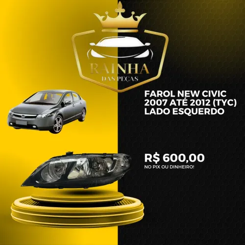 Farol New Civic 2007 até 2012 (Tyc) Lado Esquerdo