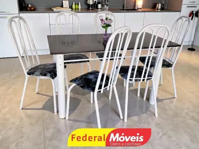 Mesa de Jantar em Ferro 1.40x75m c/ 6 cadeiras (CAMPEAO EM VENDAS)