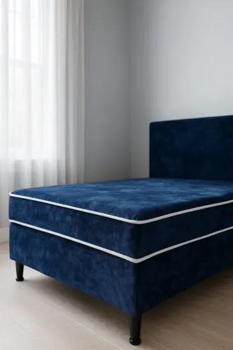 Cama Box no suede azul 
