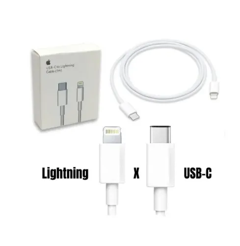 Cabo Carregador e Dados USB-C Tipo C x Lightning para Iphone 1 Metro