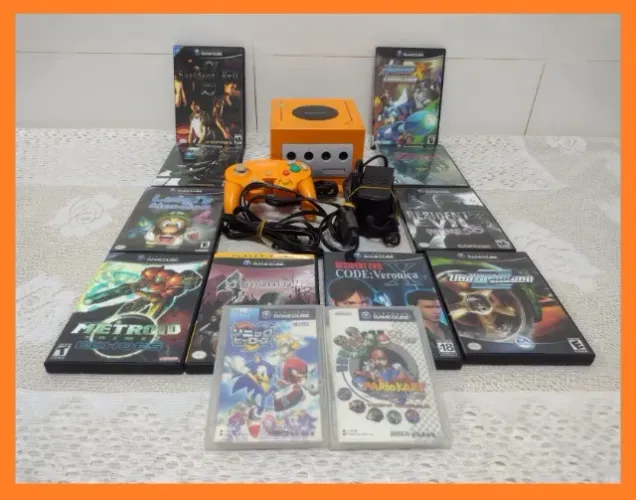 Nintendo Game Cube Orange Com Xeno 2.0, + 12 Jogos- Cor Laranja