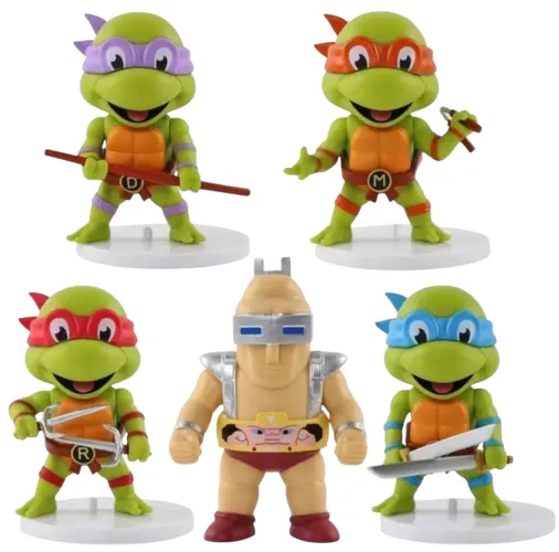 Lote 5 Tartarugas Ninjas Leonardo, Michelangelo, Donatello, Raphael e krang .