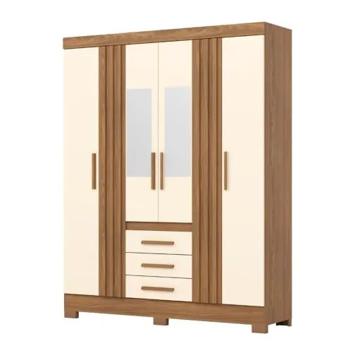 Guarda-Roupa Moderno com Detalhes em Madeira