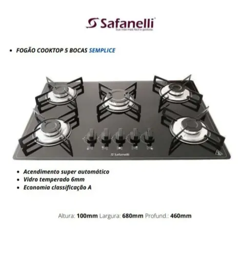 Cooktop 5B Safanelli (leia a descrição)